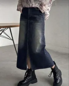 sheinデニムスリットロングスカート