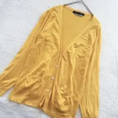 グリーンレーベルリラクシング コットンカーディガン 綿100% イエロー F