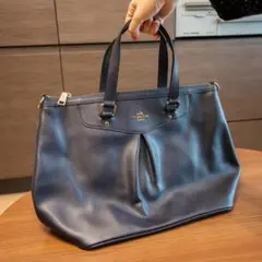 COACH トートバッグ ネイビー レザー