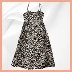 【美品】H&M エイチアンドエム レオパード柄 リネンブレンド ワンピース S