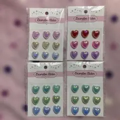 【入手困難】♡セリア デコレーションシール ハート　パステルカラー3種4点セット