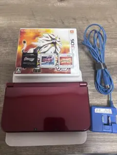 上画面ips液晶 New3DS LL メタリックレッド　ポケモンソフト3点付き
