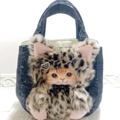 コヤンイサムチョン トートバッグ ブラック×デニム ねこバック