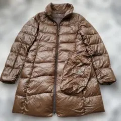 UNIQLO ウルトラライトダウンコート ヘリンボーン 茶■S