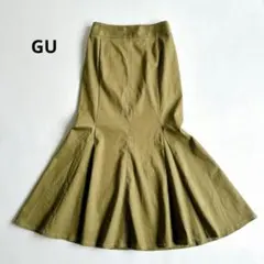 GU ジーユー　ステッチマーメイドロングスカート　カーキ　L