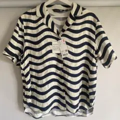 新品未使用タグ付き　marimekko ユニクロ ストライプ 半袖シャツ　Lのサムネイル