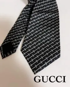 グッチ　GUCCI ネクタイ　ブラック×グレー×ダークブルー
