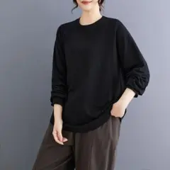 3色展開 ラウンドネック Tシャツ インナー 大きいサイズ 長袖 シンプル