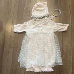 美品　ベビードレス　ピンク 新生児用 2点セット 退院着