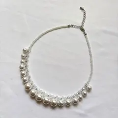 パールとクリスタルのネックレス 結婚式 セレモニー