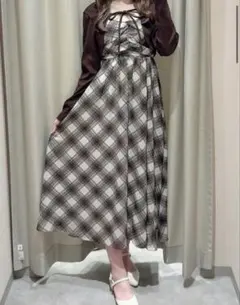 An MILLE ボレロセットチェックシフォンワンピース
