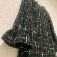 ZARA WOMAN緑系 秋冬フレアスリーブワンピース