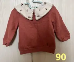 petit main 襟付きさくらんぼ刺繍　トップス 90cm ピンク　美品