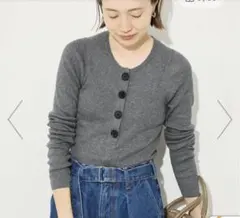 ★スローブイエナ SLOBEIENA リブヘンリープルオーバー ニット グレー★