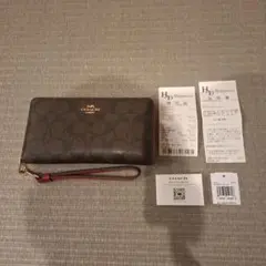 正規品　COACH ブラウン レッド 長財布