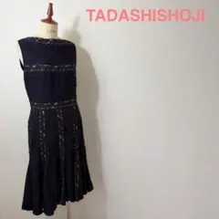 TADASHI SHOJI ノースリーブ ひざ丈ワンピース ネイビー - メルカリ