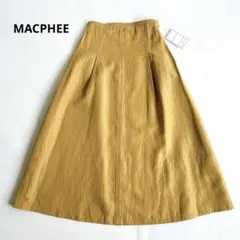 未使用★マカフィー　ポリエステルコットンタックフレアスカート　マスタード　34