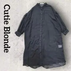 Cutie Blonde シアーシャツ ロングシャツ 七分袖 (S)ブラックのサムネイル