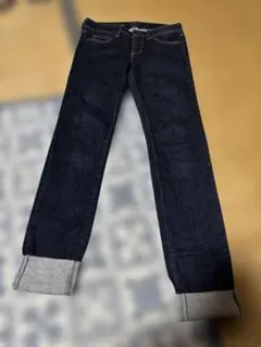 【UNIQLO】スキニーデニム ダークブルー ロールアップ裾