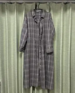 LHELBIE レルビエ ロングシャツワンピース グレーチェック