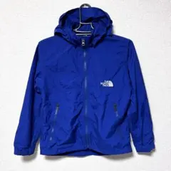 【美品】ノースフェイス コンパクトジャケット キッズ 140 青 刺繍ロゴ