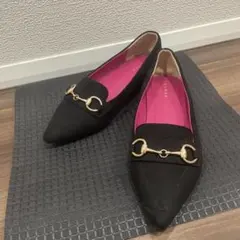 RANDA ランダ ポインテッドトゥローヒールパンプス ブラック (SS)