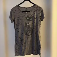 ベネトン猫ラインストーン Tシャツ　検zaraのサムネイル