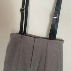 サスペンダー付き タイトスカート ロング丈 グレー
