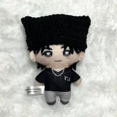 ぬい服 猫耳帽子　ねこみみ　ニット帽　ちびぐるみ　編み物　黒　ブラック　かぷっこ