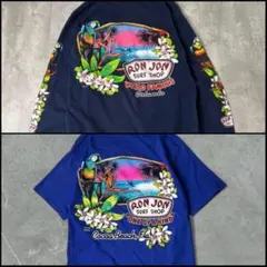 RON JON ロンジョン オウム フラワー 花 アームプリント ロングTシャツ