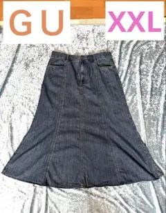 【ＧＵ】　ライトデニム フレアマキシスカート XXL 大きいサイズ