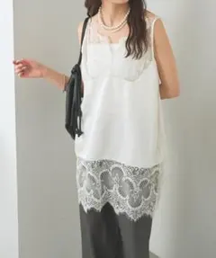 【新品未使用品】mysticレースサテンキャミソール