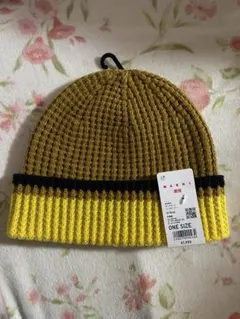 新品未使用 ユニクロ×MARNIコラボ ニットビーニーベージュ/イエローニット帽