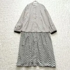 コース 幾何学柄プリント バンドカラーシャツワンピース 切り替え 38 2way