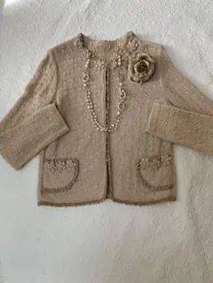 レリアン　カーディガン　ベージュ9号　✳︎コサージュ付き