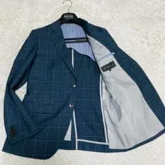 美品　NICOLE　テーラードジャケット　46サイズ　ネイビー　二筋格子