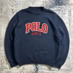 Polo ラルフローレン ポロジーンズ 刺繍 ネイビー コットンニットセーター