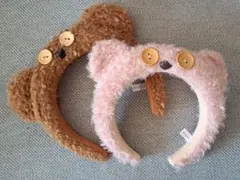 クマ耳カチューシャ（ブラウン・ピンク）