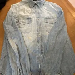デニムシャツ ライトブルー ボタン付き