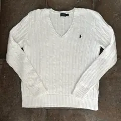 Ralph Lauren ラルフローレン ケーブルニットVネックセーター XL