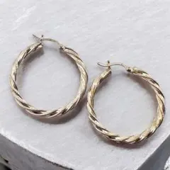 M1184 Vintage 1980's ツイスト銀925 フープ ピアス