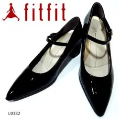 新品 fitfit パンプス エナメル ポインテッドトゥ チャンキーヒール