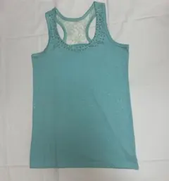 レースバック タンクトップ ビジュー付き