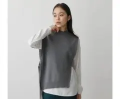 美品 AZUL Mサイズ グレー ニット ベスト 秋冬 重ね着 上品