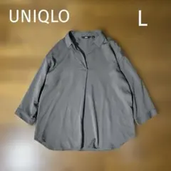 UNIQLO スキッパーブラウス レーヨン カーキ風
