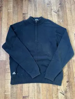 adidas 黒 ジップアップ ハーフジップセーター　ニットセーターのサムネイル