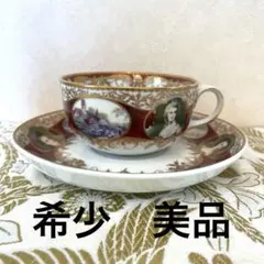アンティークカップ&ソーサー明治期九谷焼赤絵金彩人物花鳥文 - メルカリ