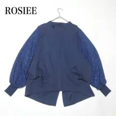 【新品】ROSIEE ブラウス スキッパー レース 長袖 フリー ネイビー 近年のサムネイル