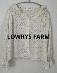 LOWRYS FARM ドット柄フリルブラウス 長袖 ホワイト