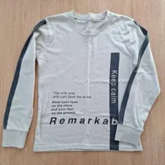 長袖カットソー 140 ベージュ メッセージプリント